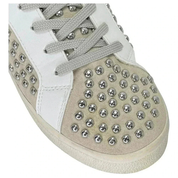 AQUA Womens Sneakers 8.5M Tess White Multi Leather Silver Studded - Picture 7 of 14